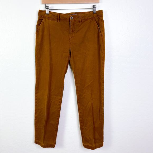 Garnet Hill Organic Cotton Chino Cropped Straight Leg Pants Camel Brown Size 6 - Picture 12 of 12